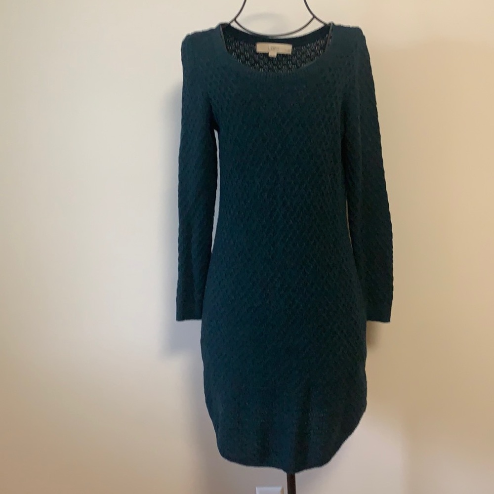 Loft petite green sweater dress